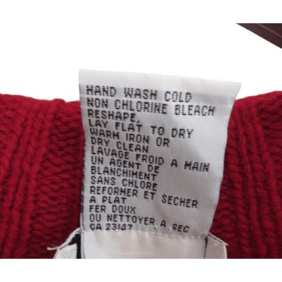 Vintage Talbots Christmas Tree Hand Knit Button Cardigan Lambs Wool Womens L - Picture 6 of 6